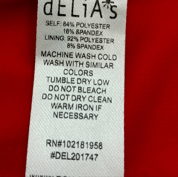 dELiA*s Two Piece Studded W/ Flames Red/Orange Drawstring Swimsuit Size Med - Picture 7 of 7